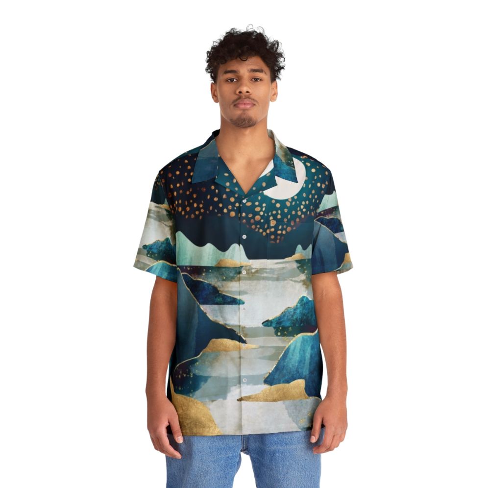 Celestial Moon Glow Hawaiian Shirt with nature-inspired design - People Front