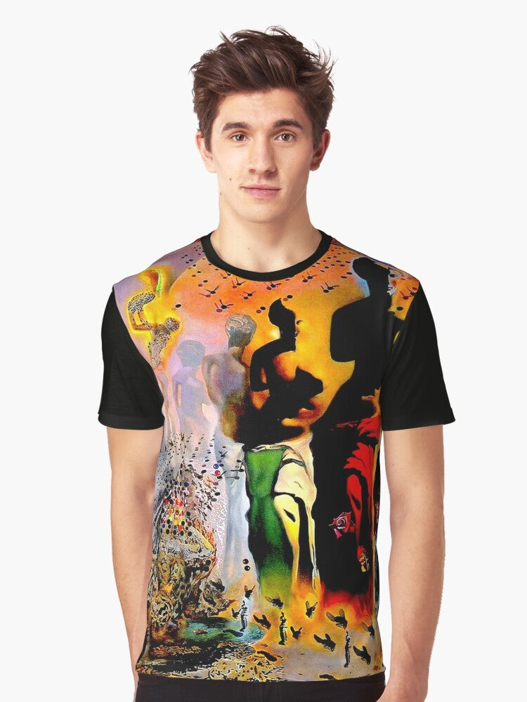 Vintage t-shirt featuring a surreal, abstract print inspired by the Venus de Milo sculpture and the artworks of Salvador Dali. - Men