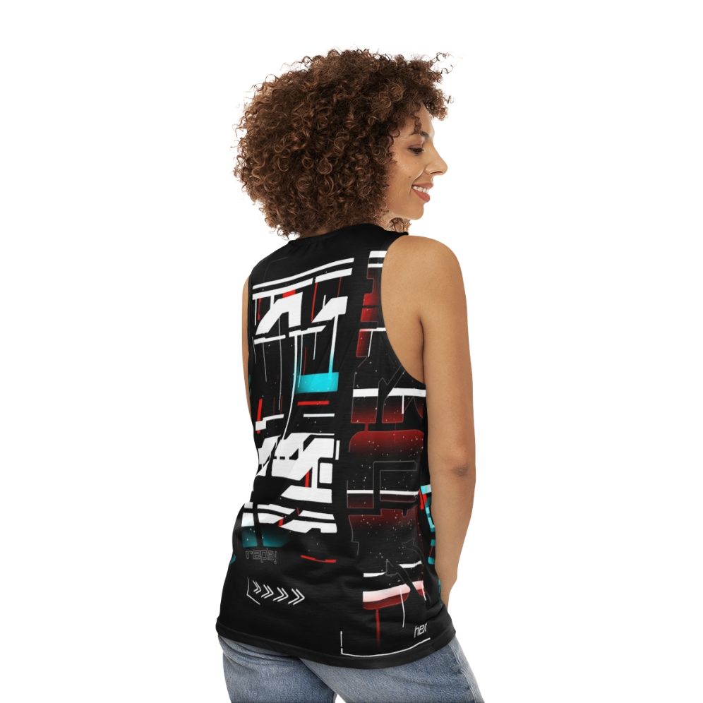 Cyberpunk tech wear unisex tank top - women back