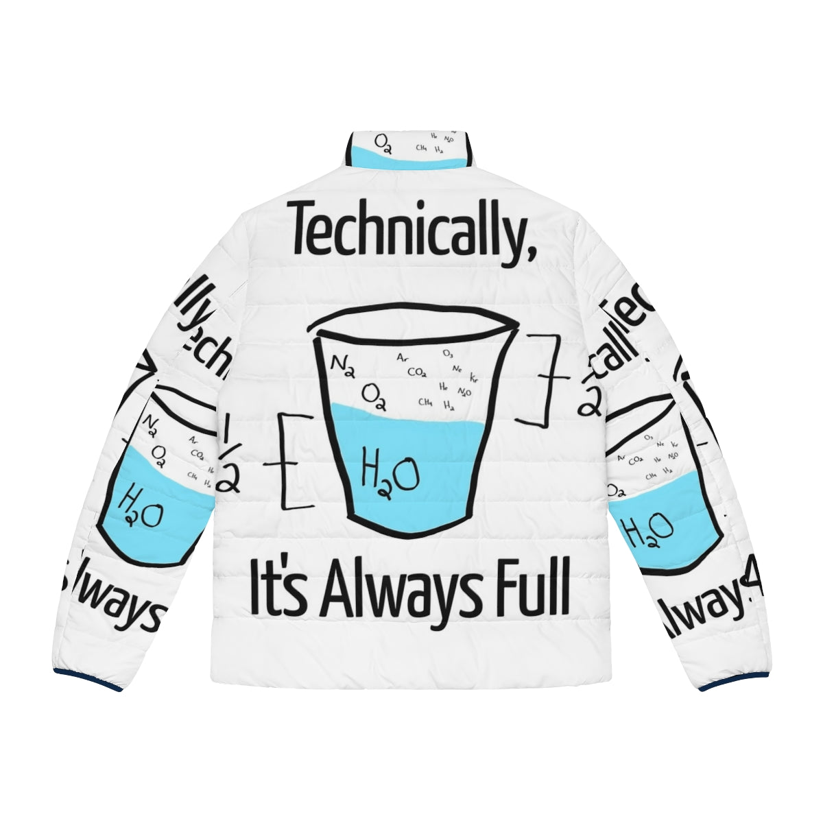 Optimistic Science Puffer Jacket with Molecules and Geeky Designs - Back