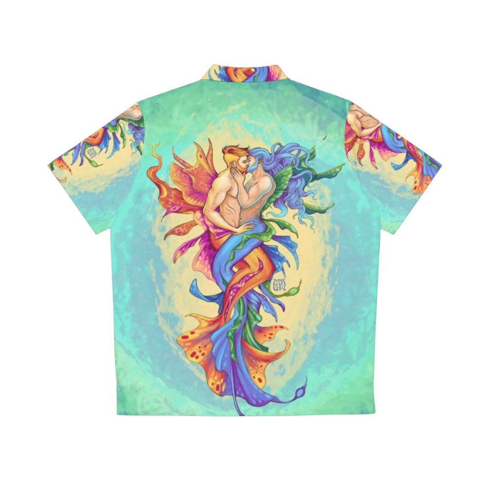 Underwater Kiss Hawaiian Shirt featuring a merman design - Back