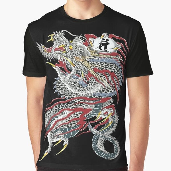 Kiryu Kazuma, the Dragon of Dojima, featured on a stylish graphic t-shirt for Yakuza fans.