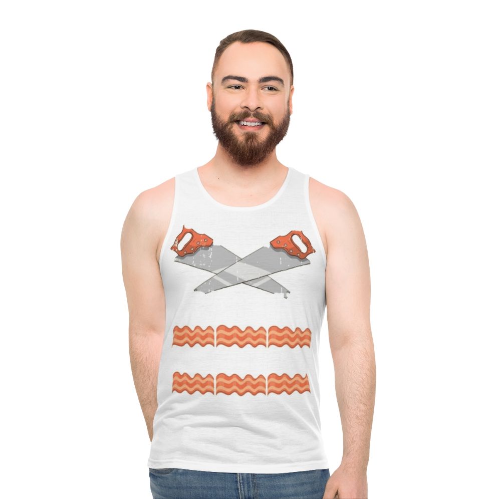 Unisex carpenter tank top with "The Bacon of Hobbies" design - men