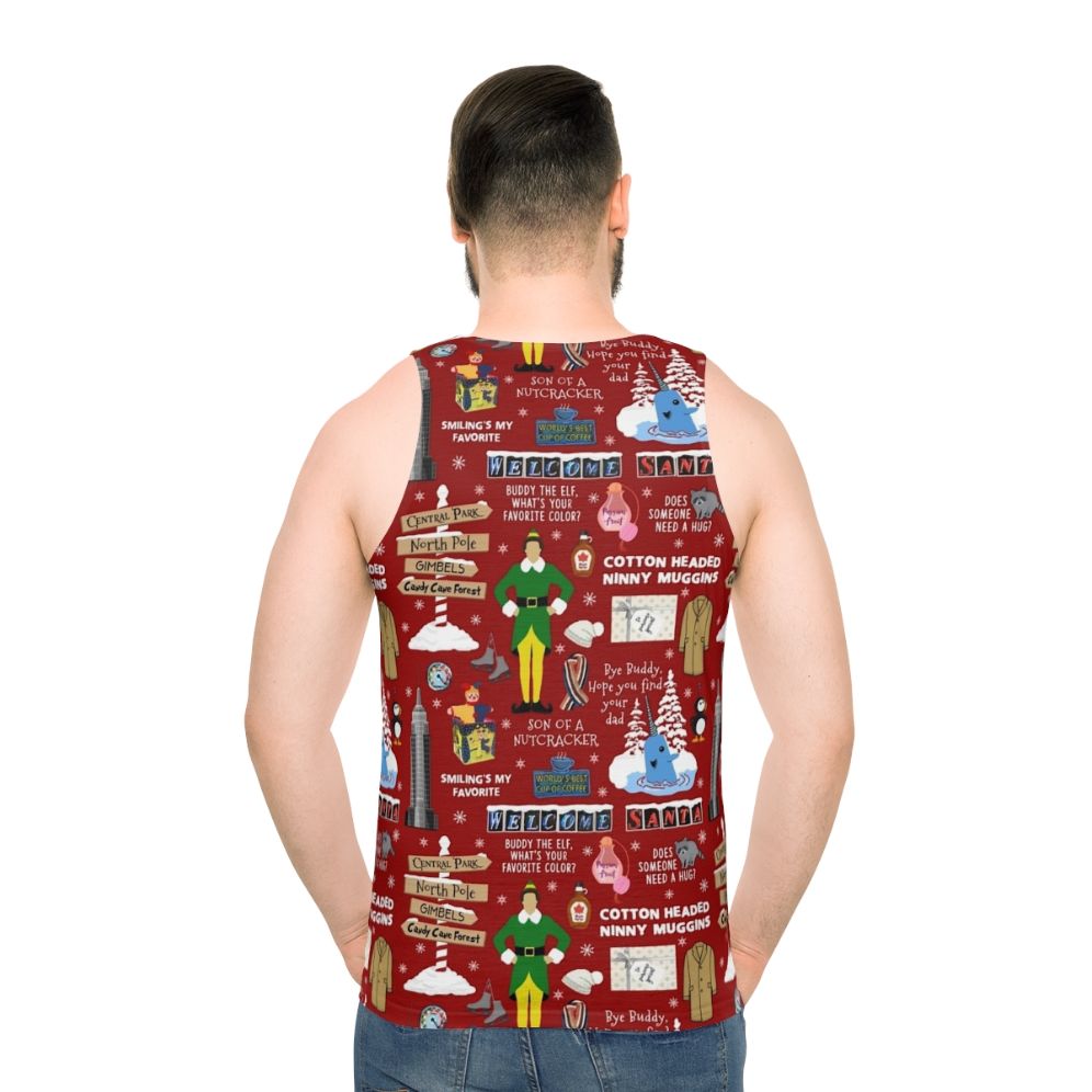 Buddy the Elf Collage Unisex Christmas Movie Tank Top - men back