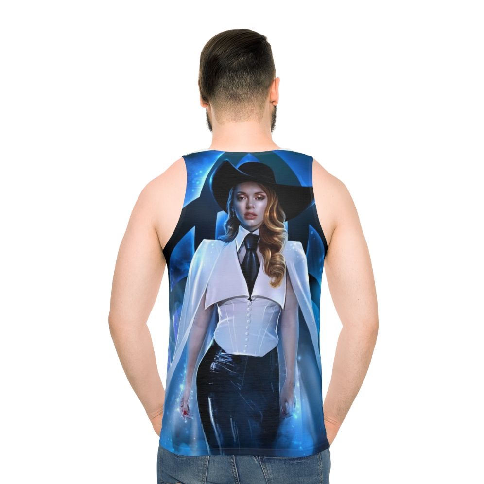 White angel unisex tank top for cosplay and fashion - men back