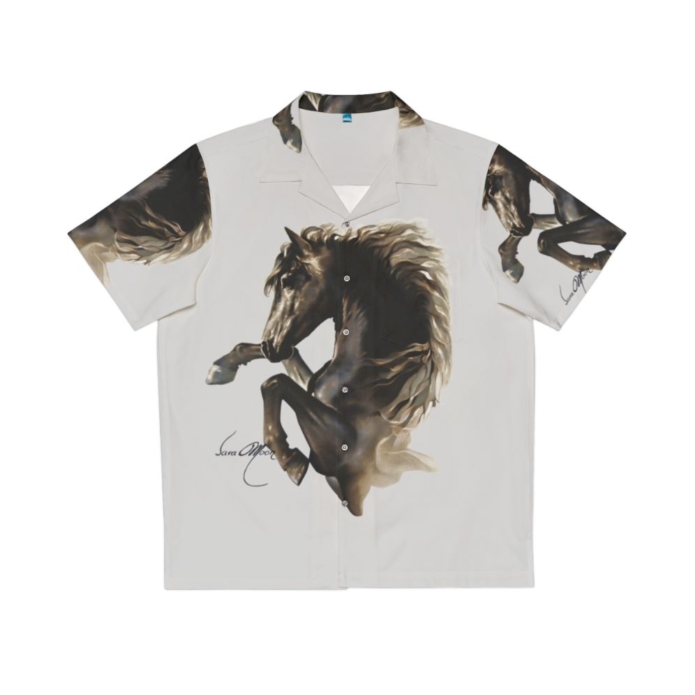 Black horse print Hawaiian shirt