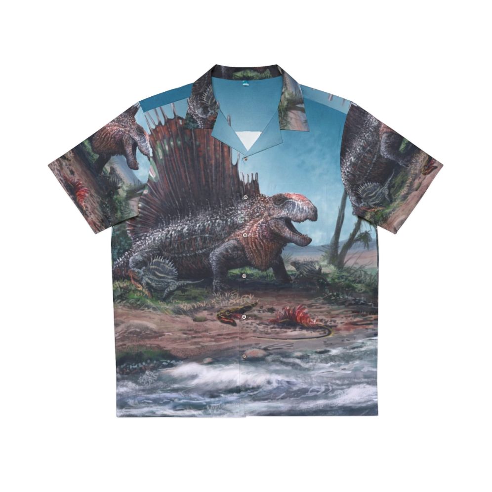 Dimetrodon Hawaiian Shirt with prehistoric reptile design