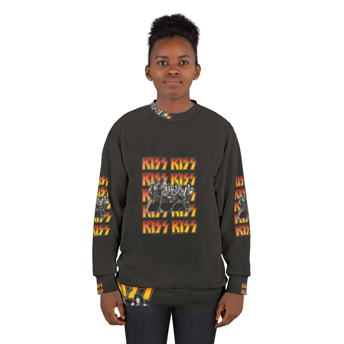 KISS Band Sweatshirt with Fan Art Design - women