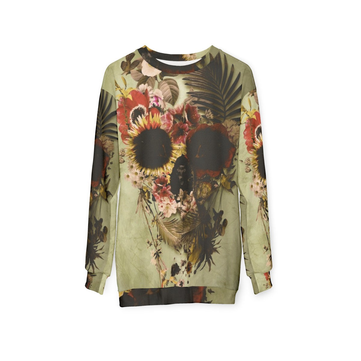 Boho garden skull floral sweatshirt - hanging