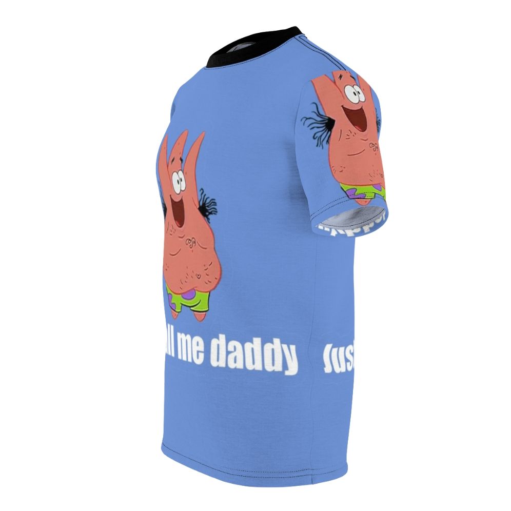 Vibrant AOP t-shirt featuring Patrick Star from the popular Spongebob Squarepants cartoon. - men left