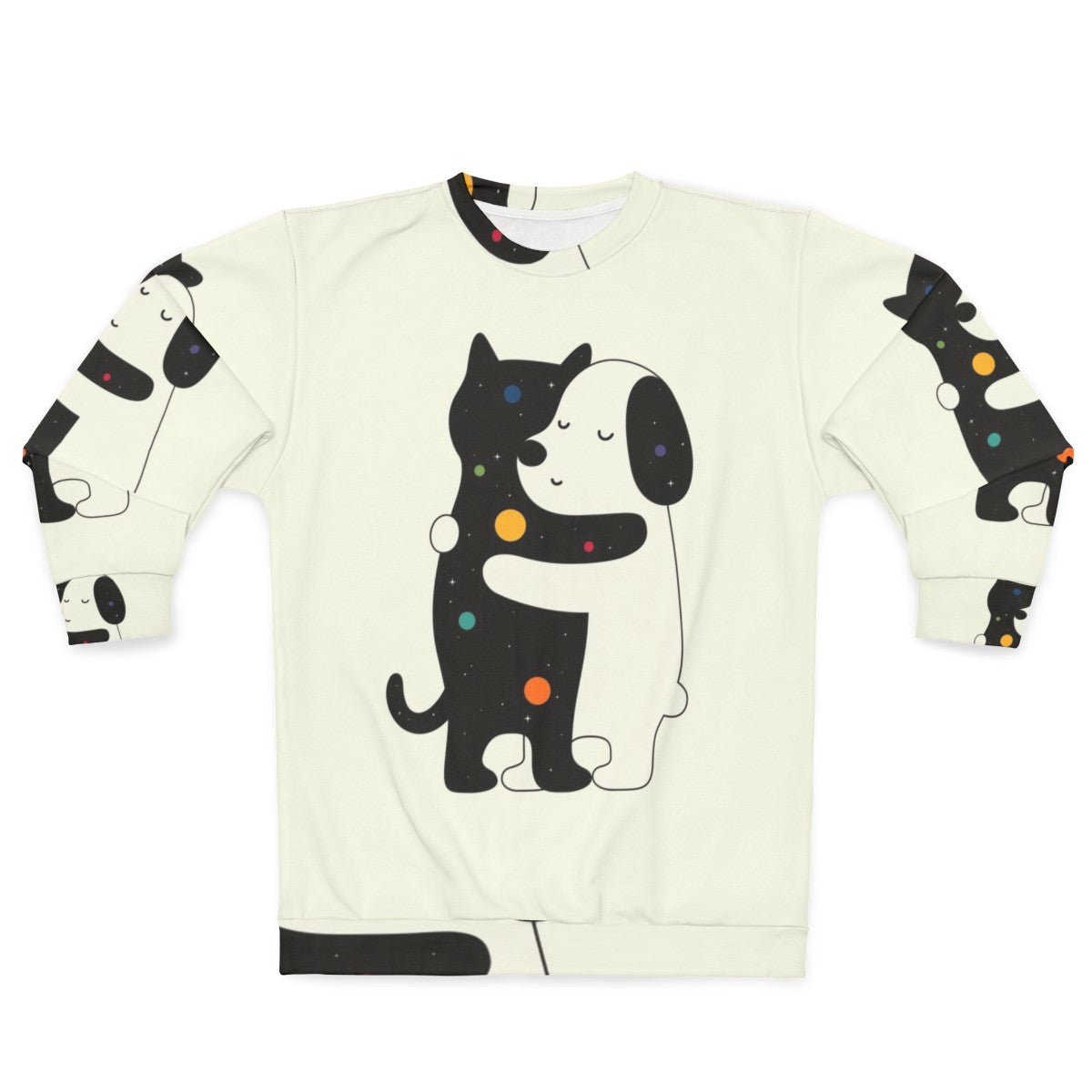 Cozy sweatshirt with colorful universal language design for animal lovers