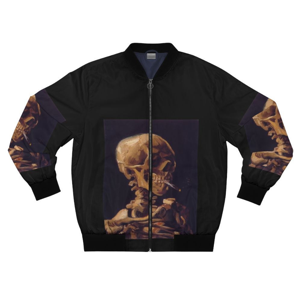 Bomber jacket featuring Vincent Van Gogh's 'Skull with a Burning Cigarette' painting