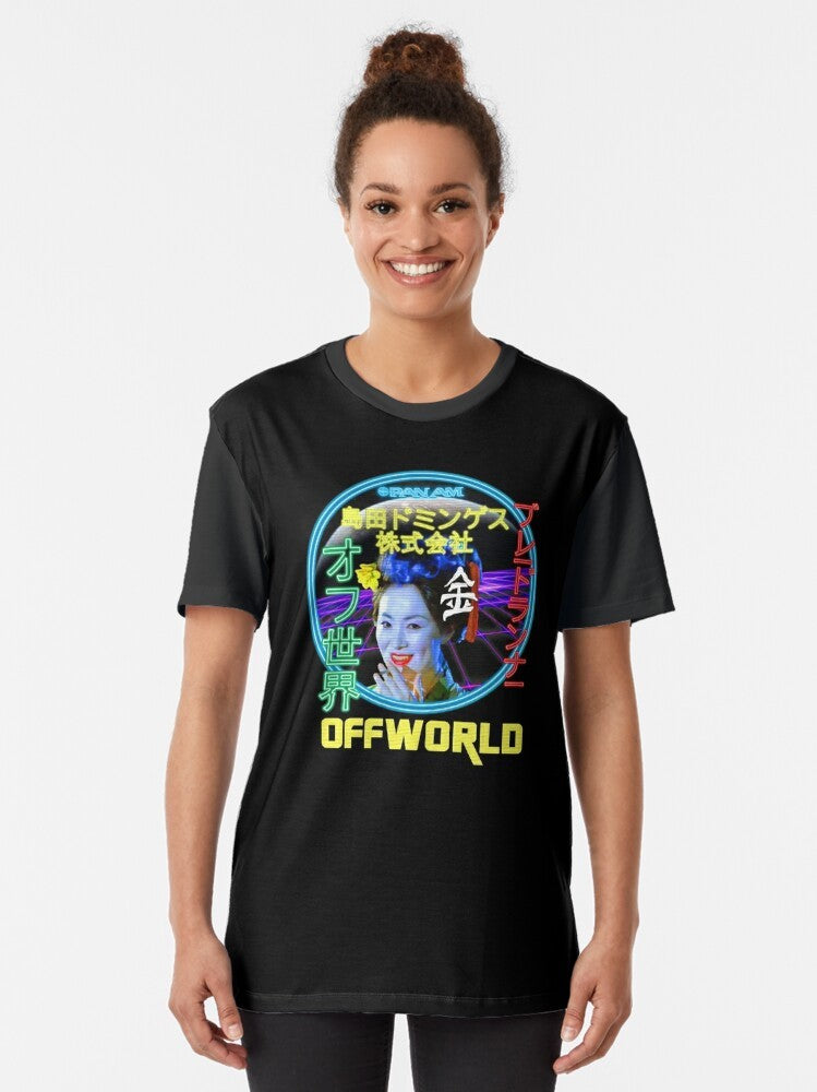 Blade Runner Futuristic Neon Blimp Graphic T-Shirt - Women