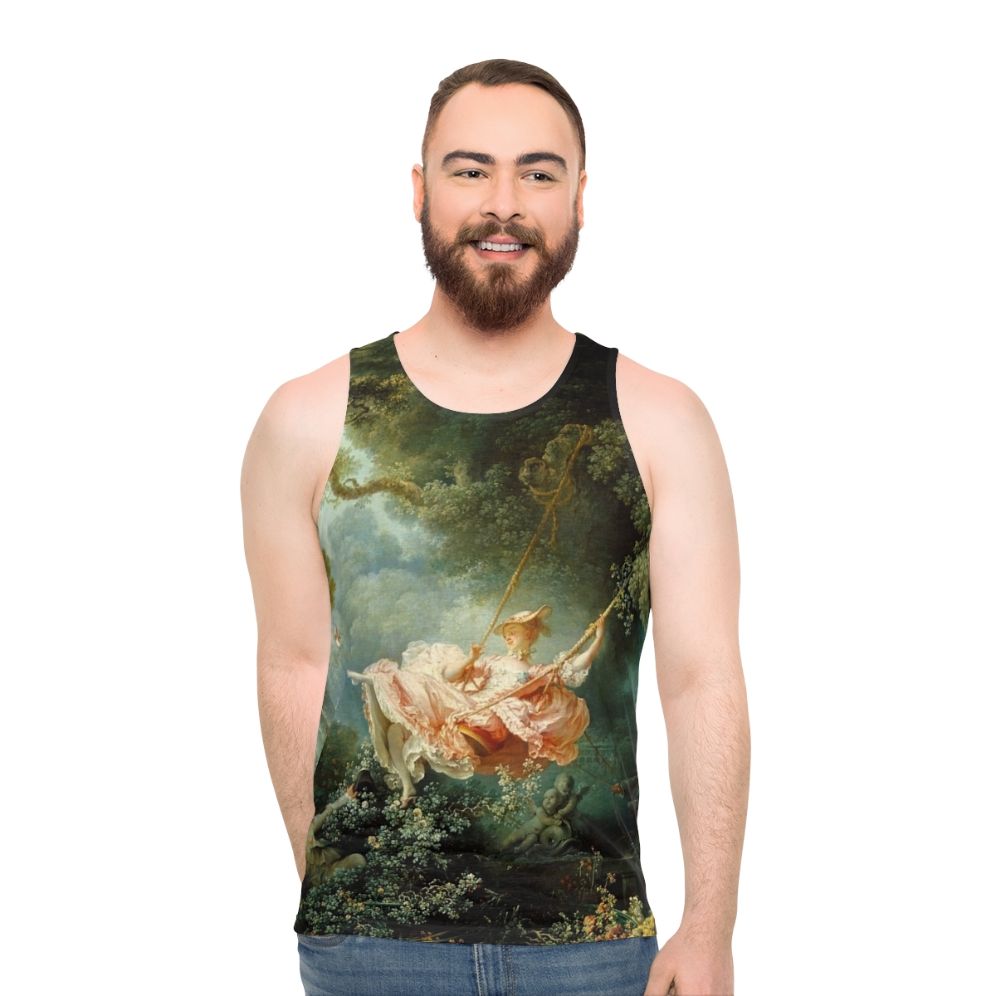 Unisex tank top featuring The Swing painting by Jean Honore Fragonard - men