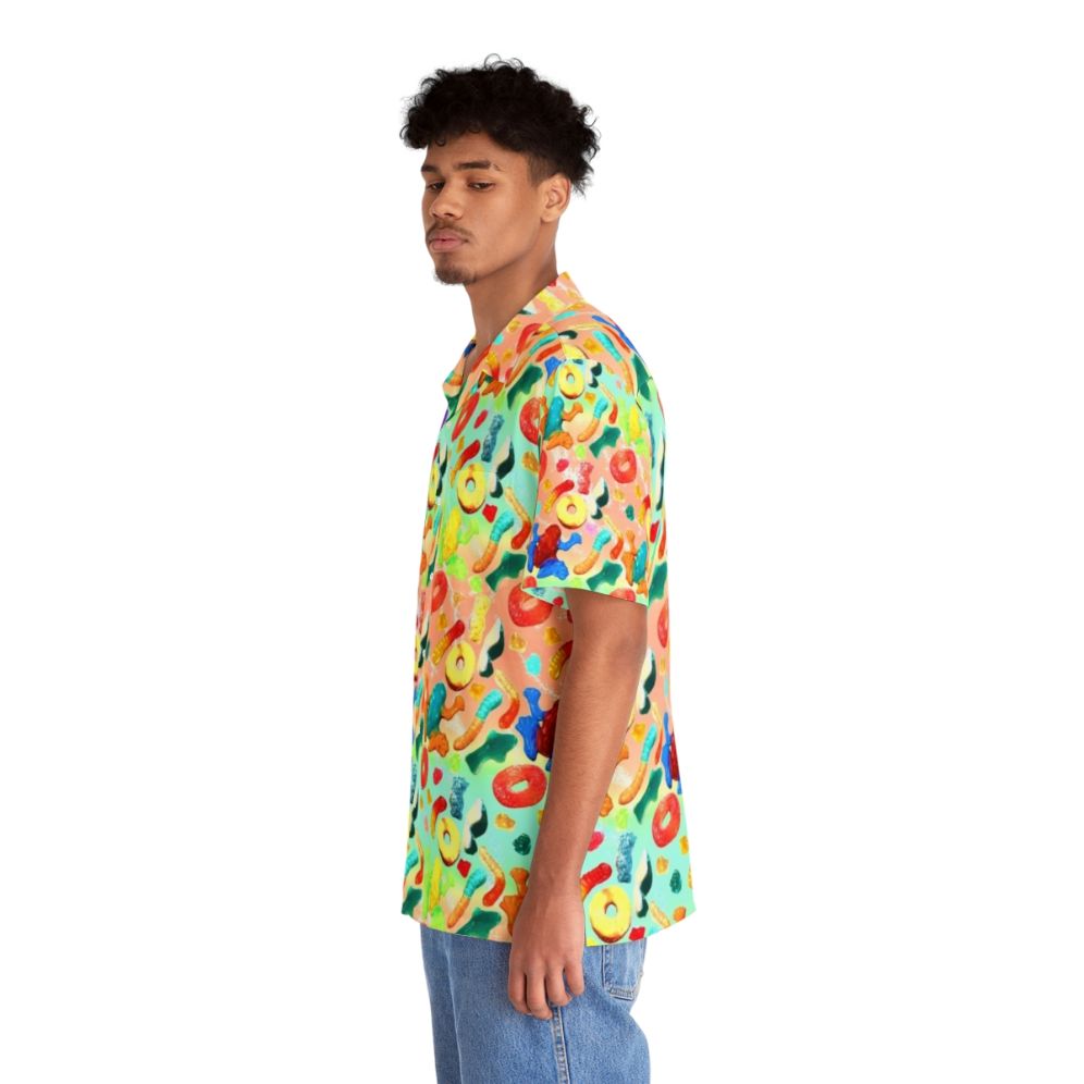 Gummy Galore Hawaiian Shirt with Vibrant Tropical Candy Pattern - People Left