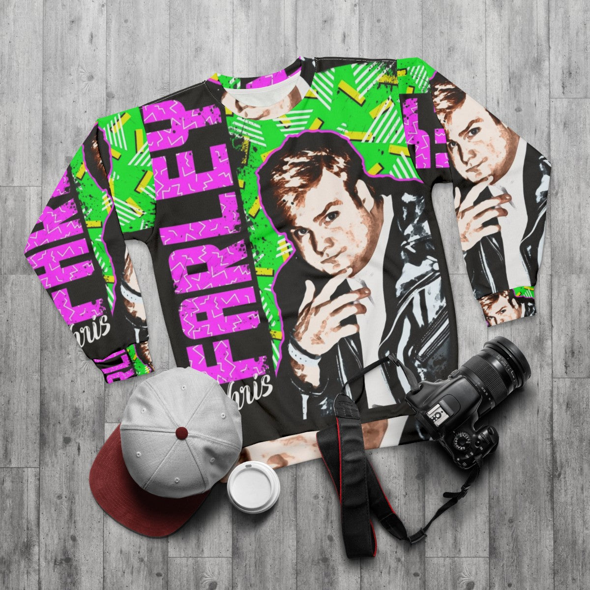 Retro Chris Farley Graphic Sweatshirt - flat lay