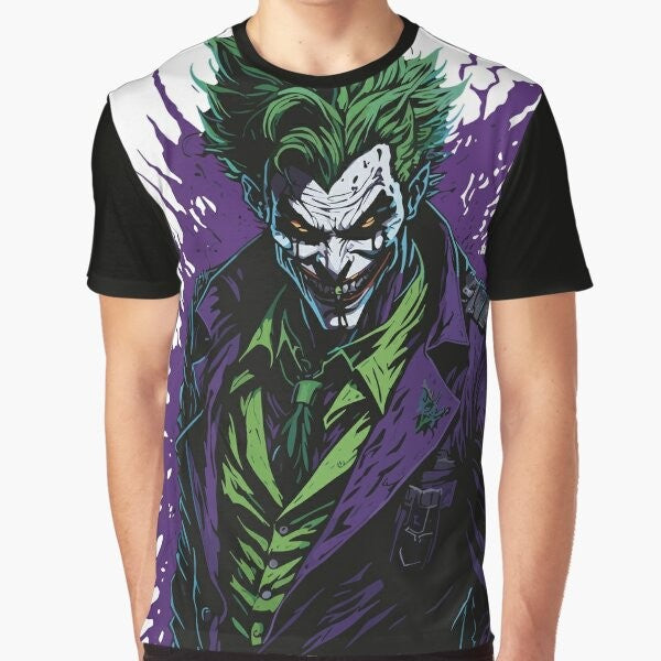 Joker graphic t-shirt featuring the iconic villain from Batman and DC Comics