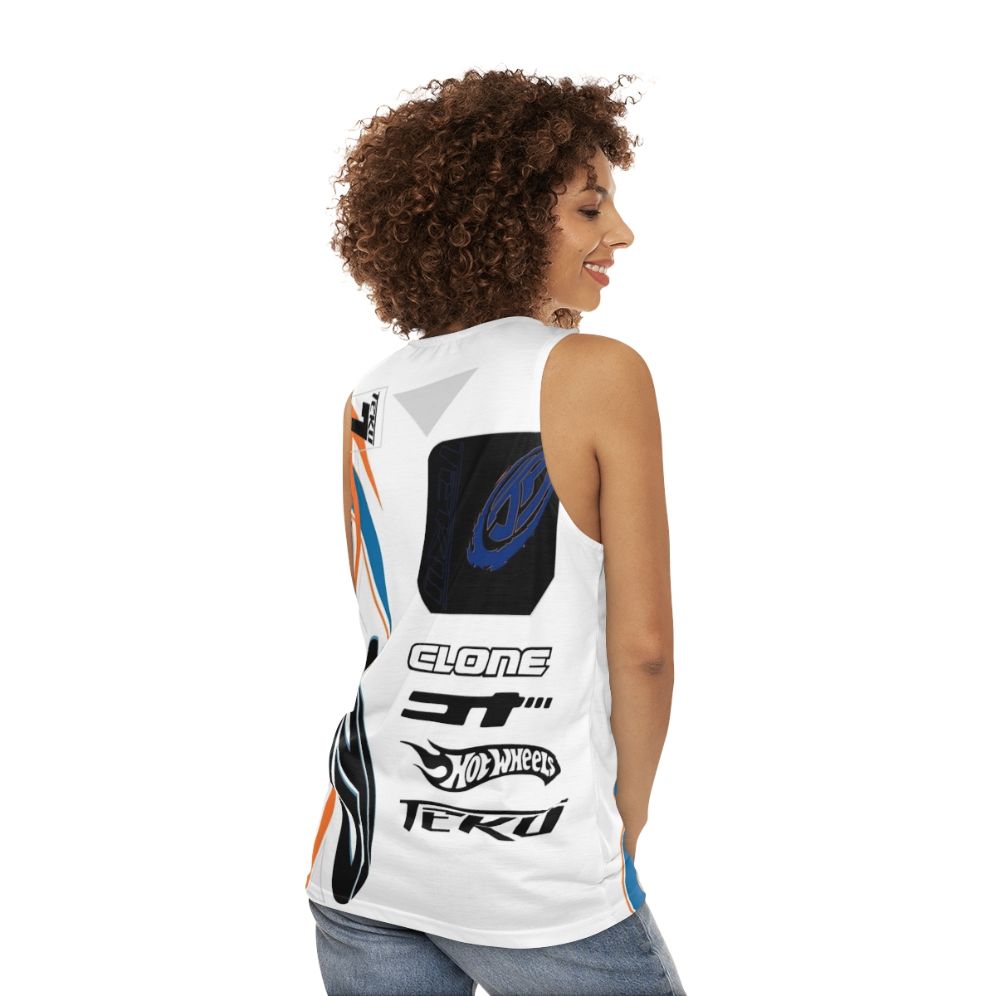 Power Rage Unisex Tank Top with Acceleracers and Hot Wheels Graphics - women back