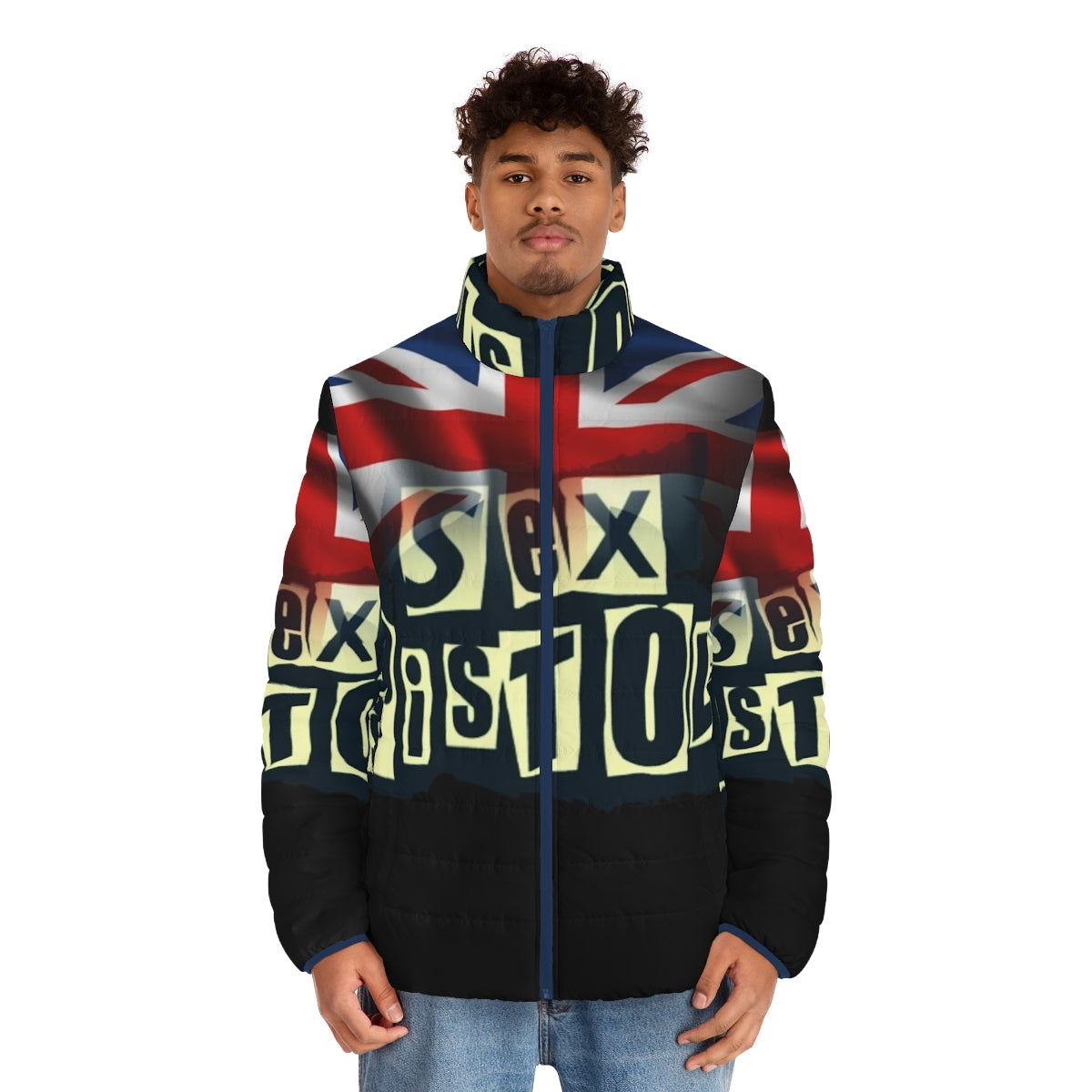 Pistols Puffer Jacket with Punk-Inspired Retro Design - men front