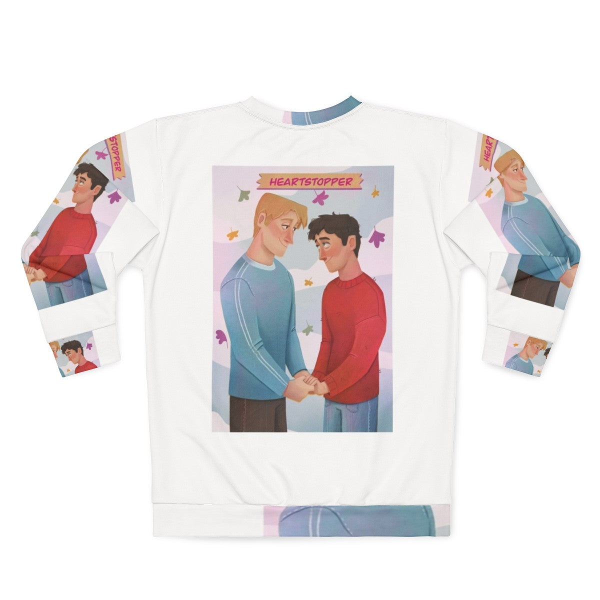 Heartstopper characters Nick Nelson and Charlie Spring illustration on a sweatshirt - Back