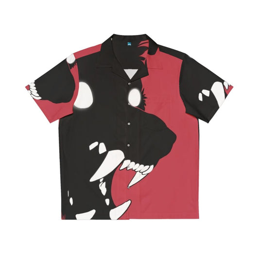 Black Shuck Hawaiian shirt with cryptid, monster, and werewolf design