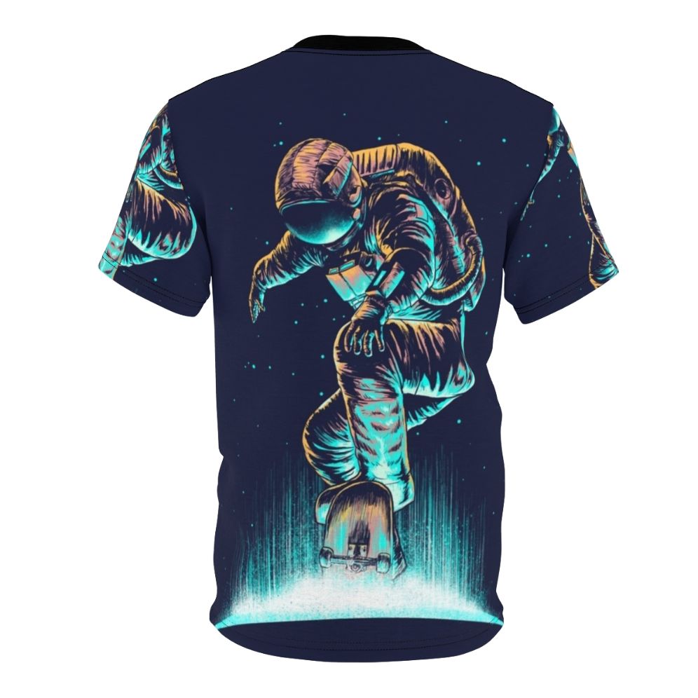 Vibrant cosmic and abstract space-themed graphic design on a high-quality t-shirt. - Back