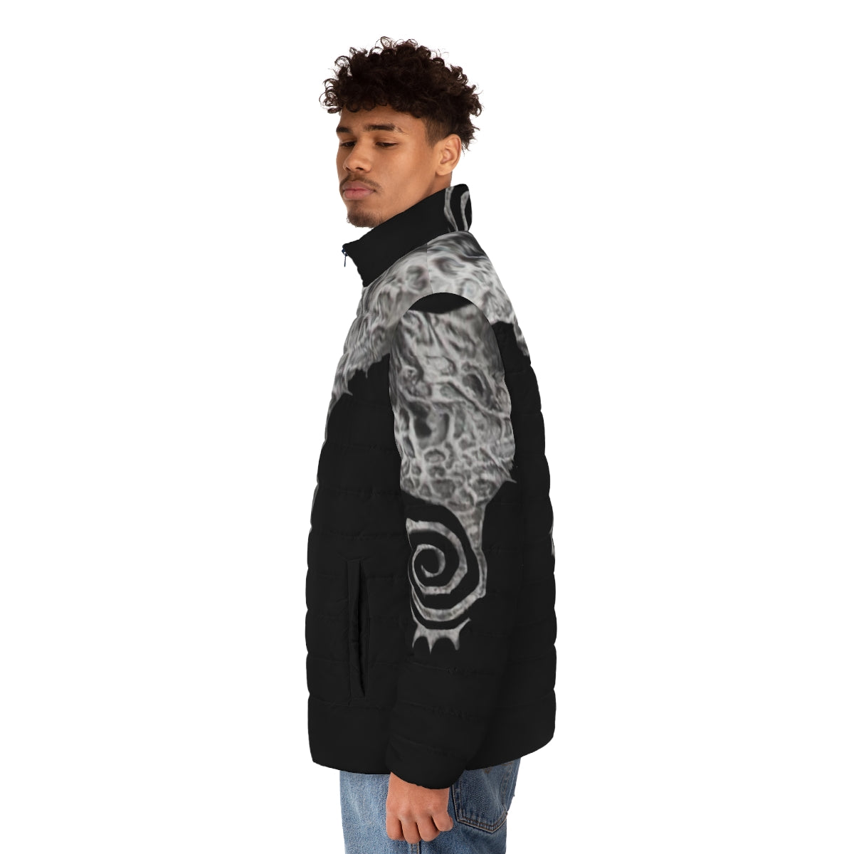 Haunt Casual Cosplay Chest Spiral Puffer Jacket - men side left