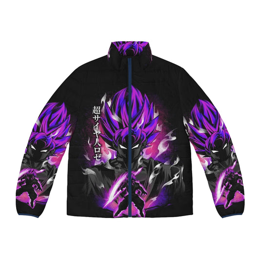 Super Rose Power Puffer Jacket with dragon ball and anime inspired design