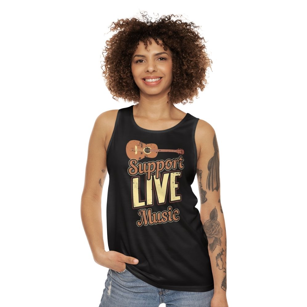 Indie rock live music musician band unisex tank top - women