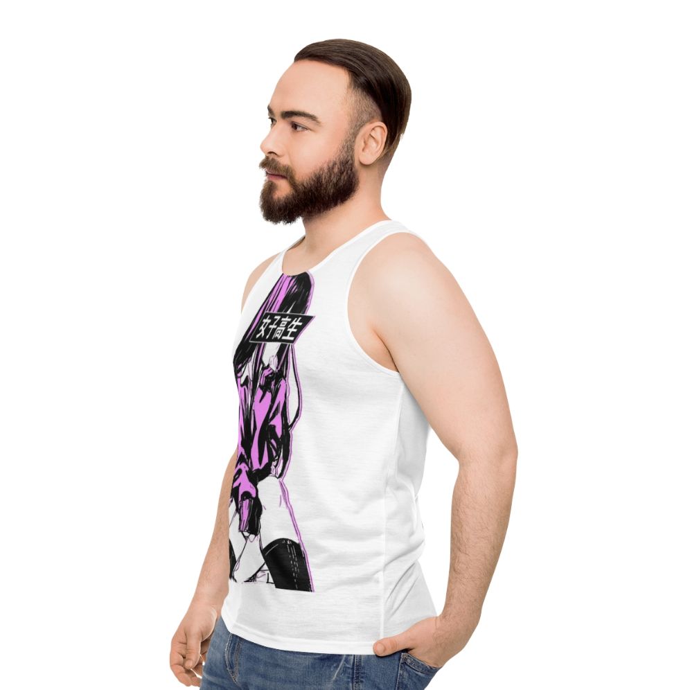 Sad anime Japanese aesthetic unisex tank top - men side