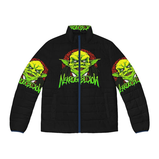 Nekrogoblikon heavy metal puffer jacket with band logo