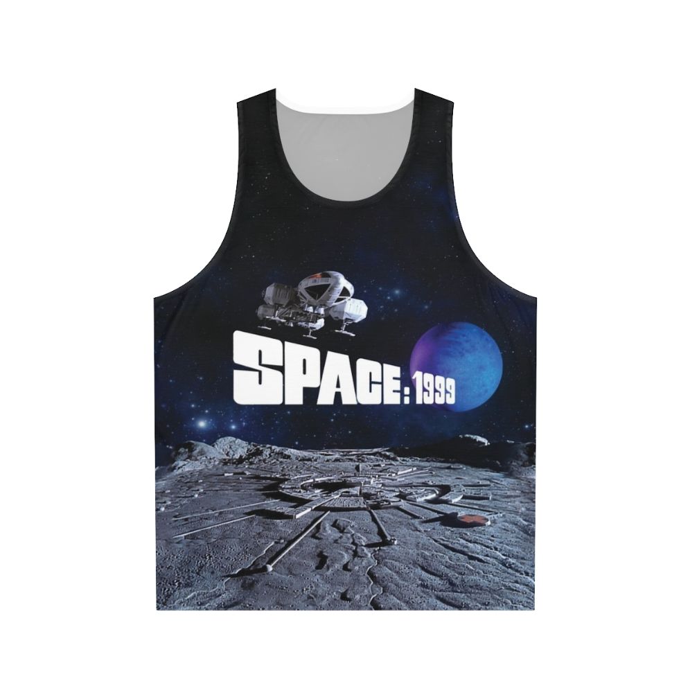 Retro sci-fi unisex tank top with eagle and planet design