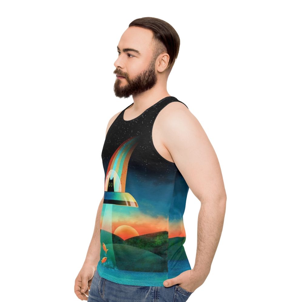 Purrfect Alien Unisex Cat Tank Top - men side