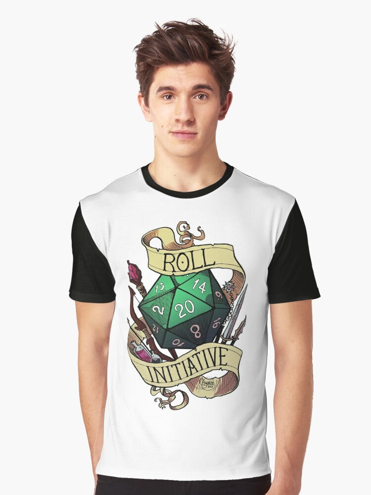 Dungeons & Dragons "Roll Initiative" Graphic T-Shirt, featuring a 20-sided die and the text "Roll Initiative" - Men