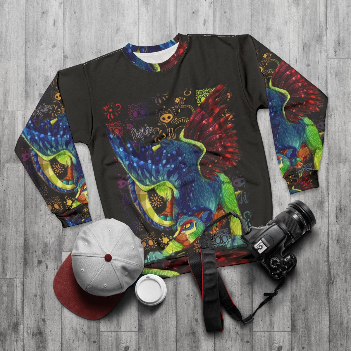 Pepita the Alebrije Coco Movie Inspired Feline Cat Sweatshirt - flat lay