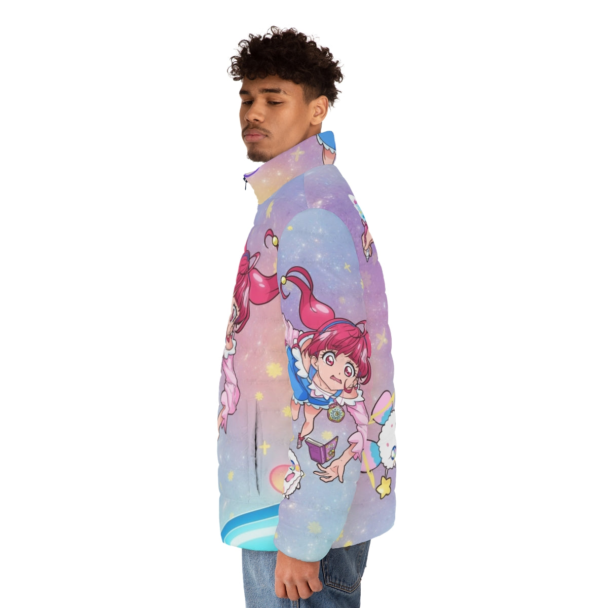 Hoshina Hikaru from Star Twinkle Precure wearing a puffer jacket - men side left