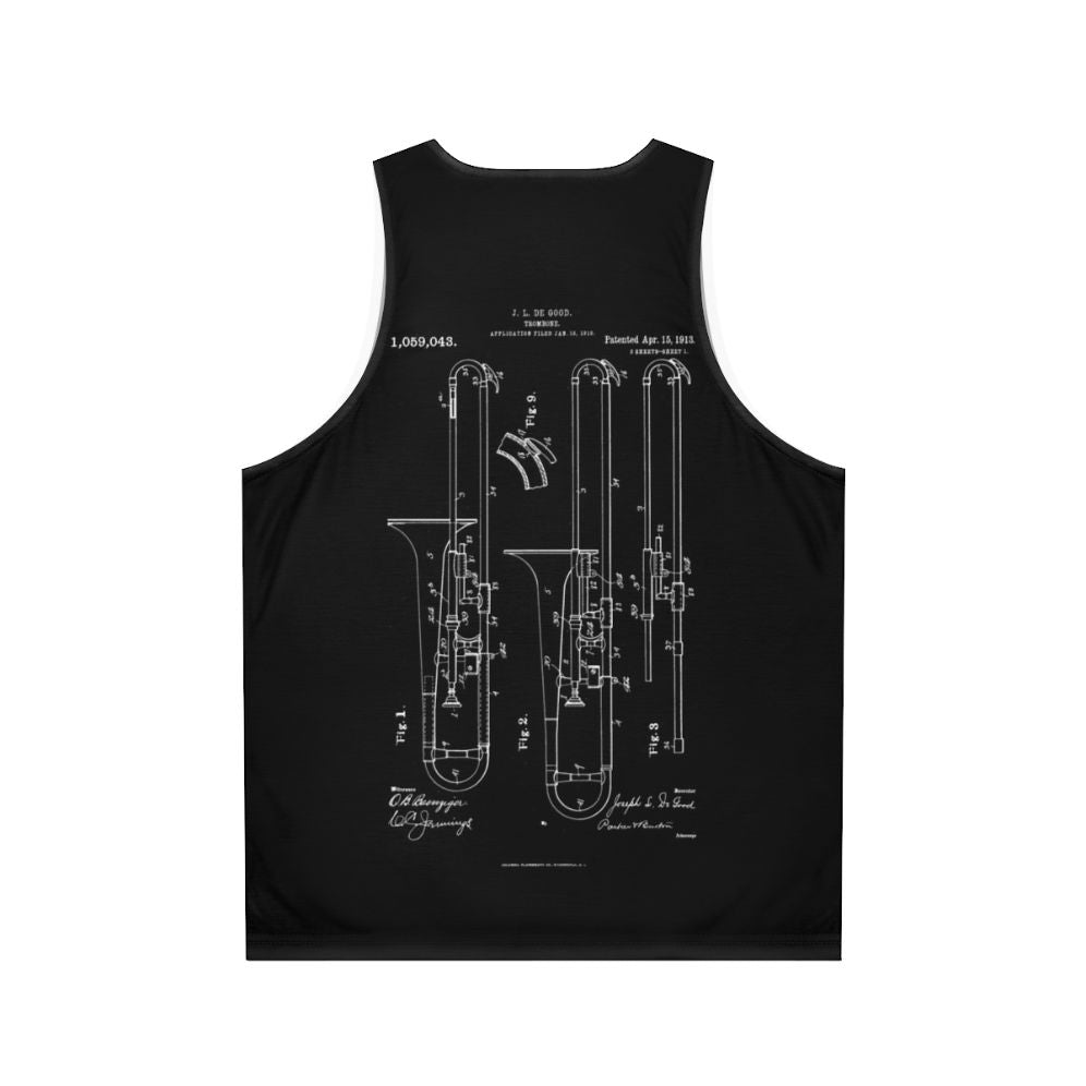 Original trombone patent design on unisex tank top - Back