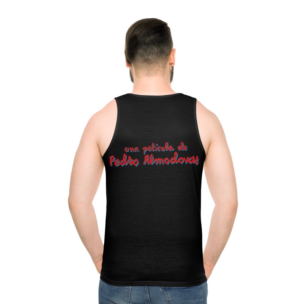 Unisex tank top featuring Pedro Almodovar, acclaimed Spanish film director - men back