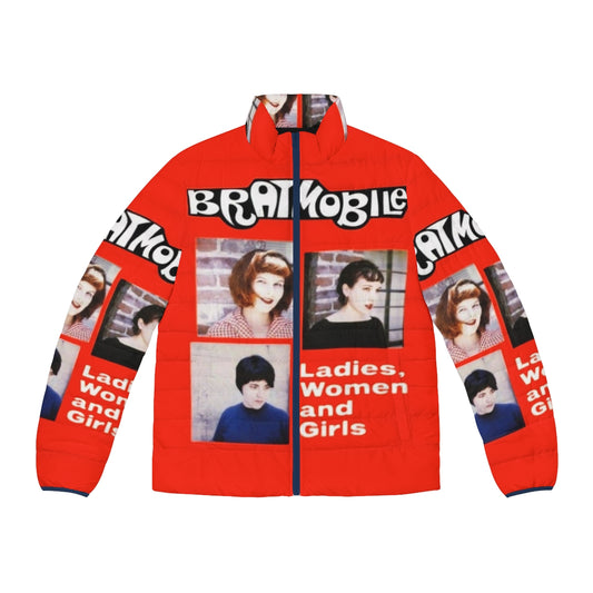 Bratmobile Riot Grrrl Women's Puffer Jacket with Riot Grrrl, feminist, and LGBTQ+ design