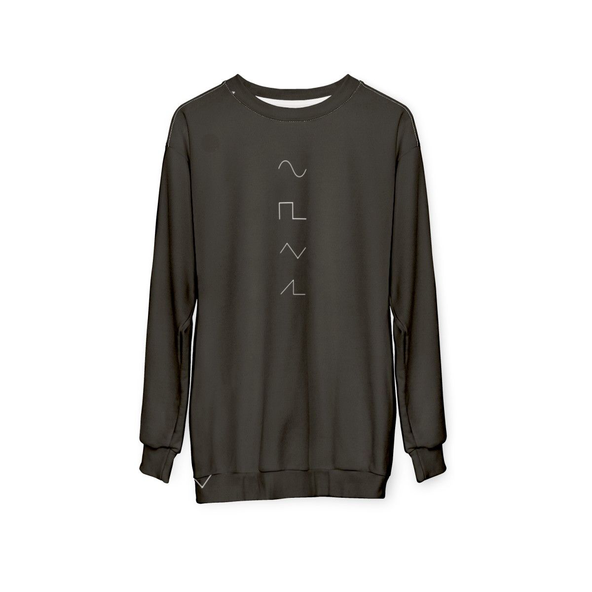 Analog synthesizer waveform sweatshirt for music producers - hanging