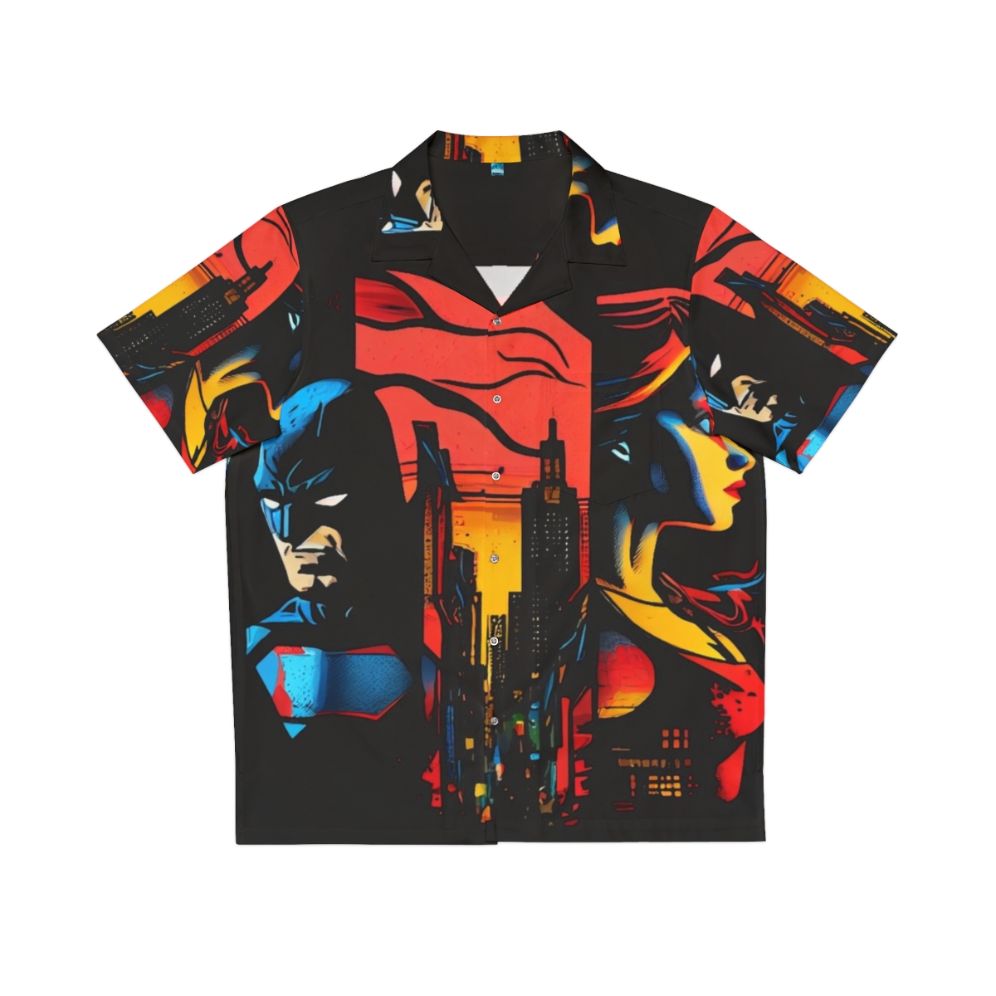 Iconic superhero-themed Hawaiian shirt