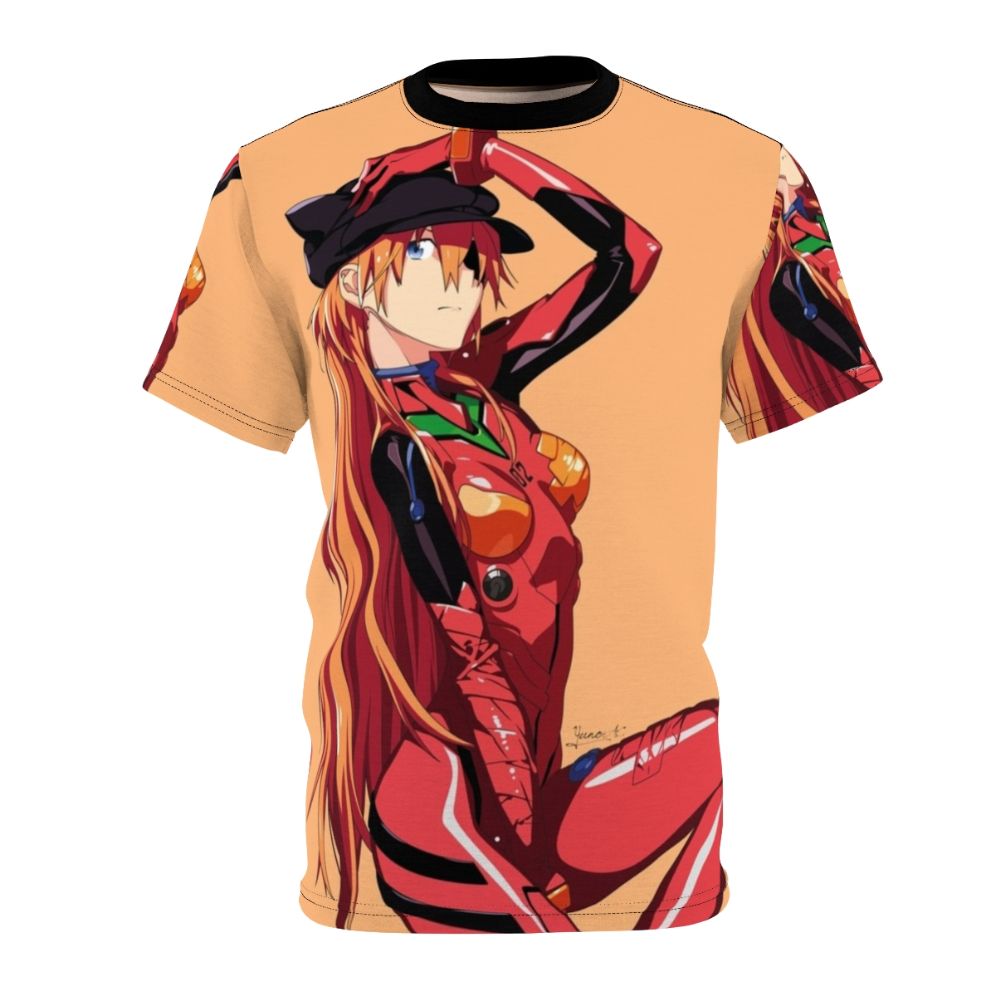 Asuka anime graphic t-shirt featuring vibrant colors and Neon Genesis Evangelion inspired design