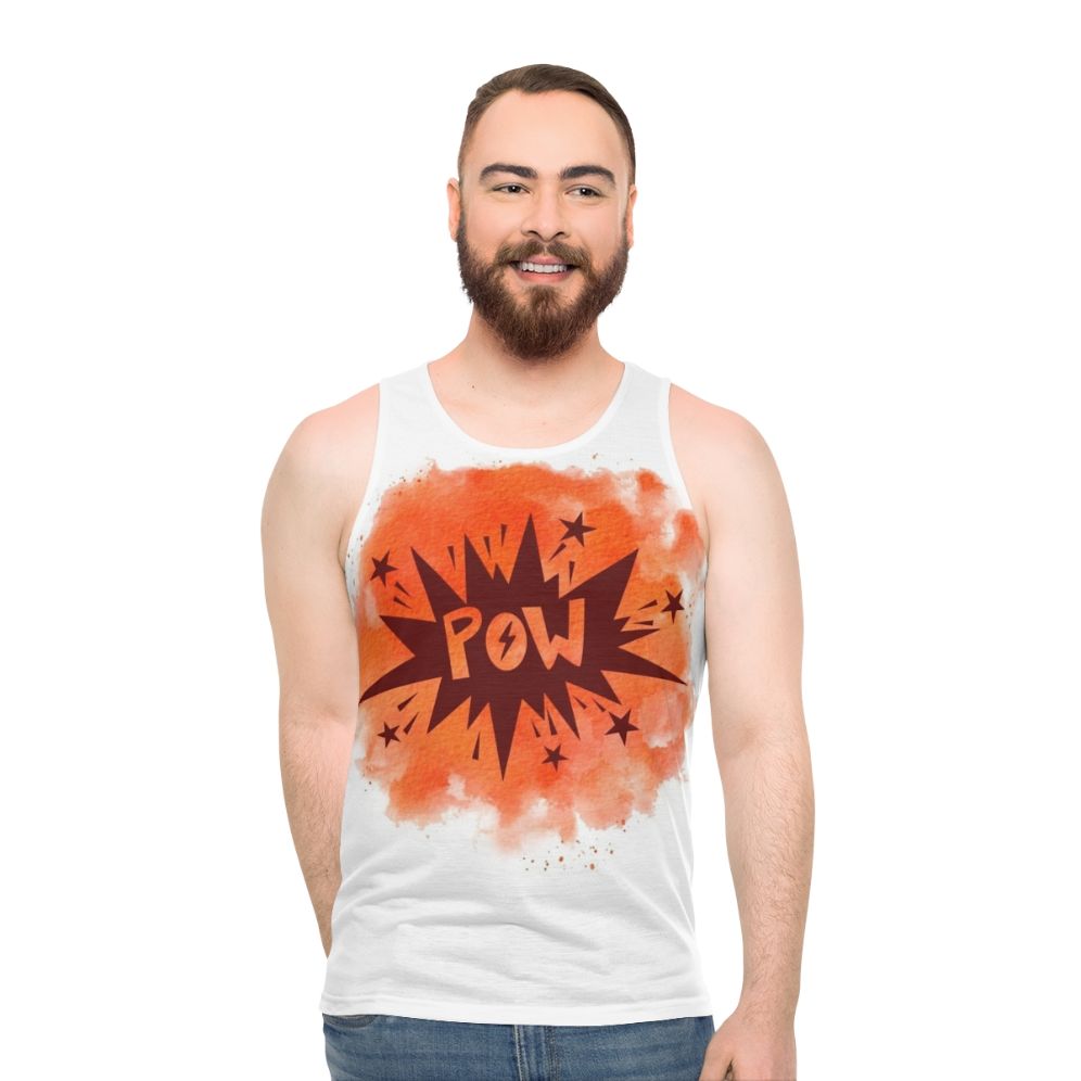 Watercolor superhero graphic on unisex tank top - men