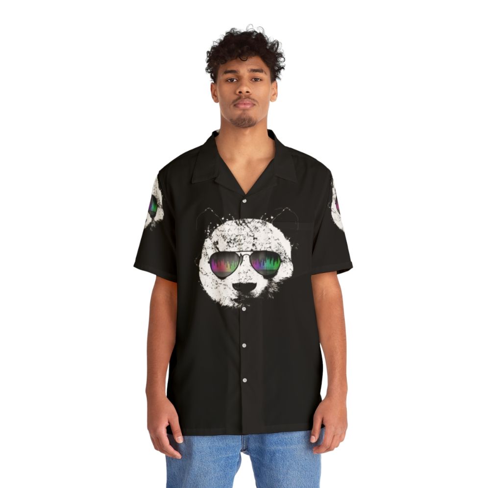 Panda wearing sunglasses and a vibrant Hawaiian shirt - People Front