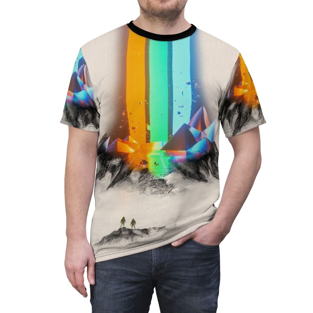 Imagine Dragons-inspired t-shirt design featuring a cool night visions and smoke and mirrors motif. - men front