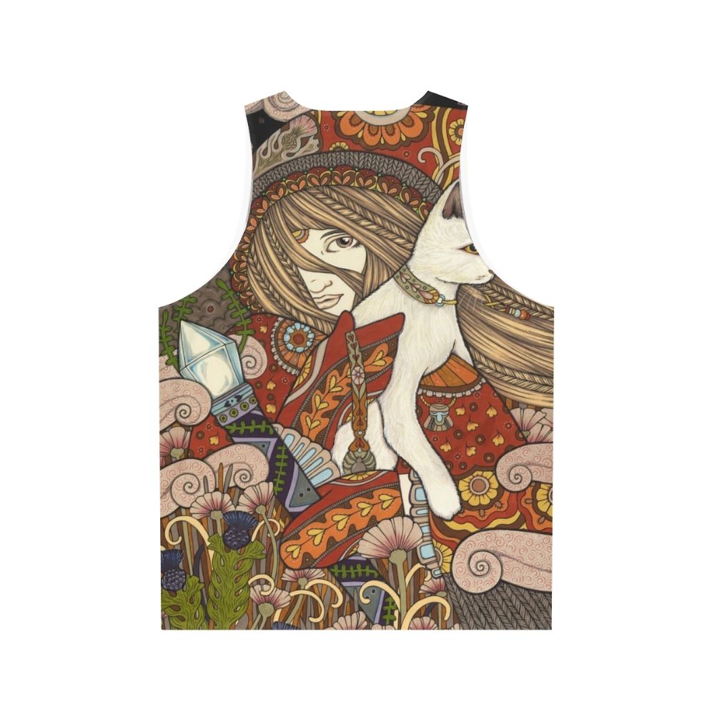 Visionary unisex tank top with mystic tarot-inspired design - Back