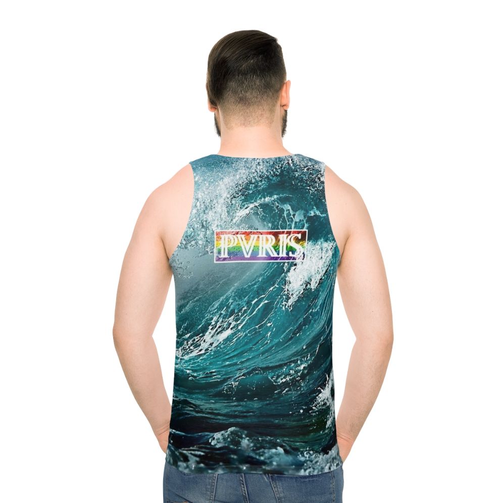 PVRIS Unisex Tank Top with Band Logo and Rainbow Flag Design - men back