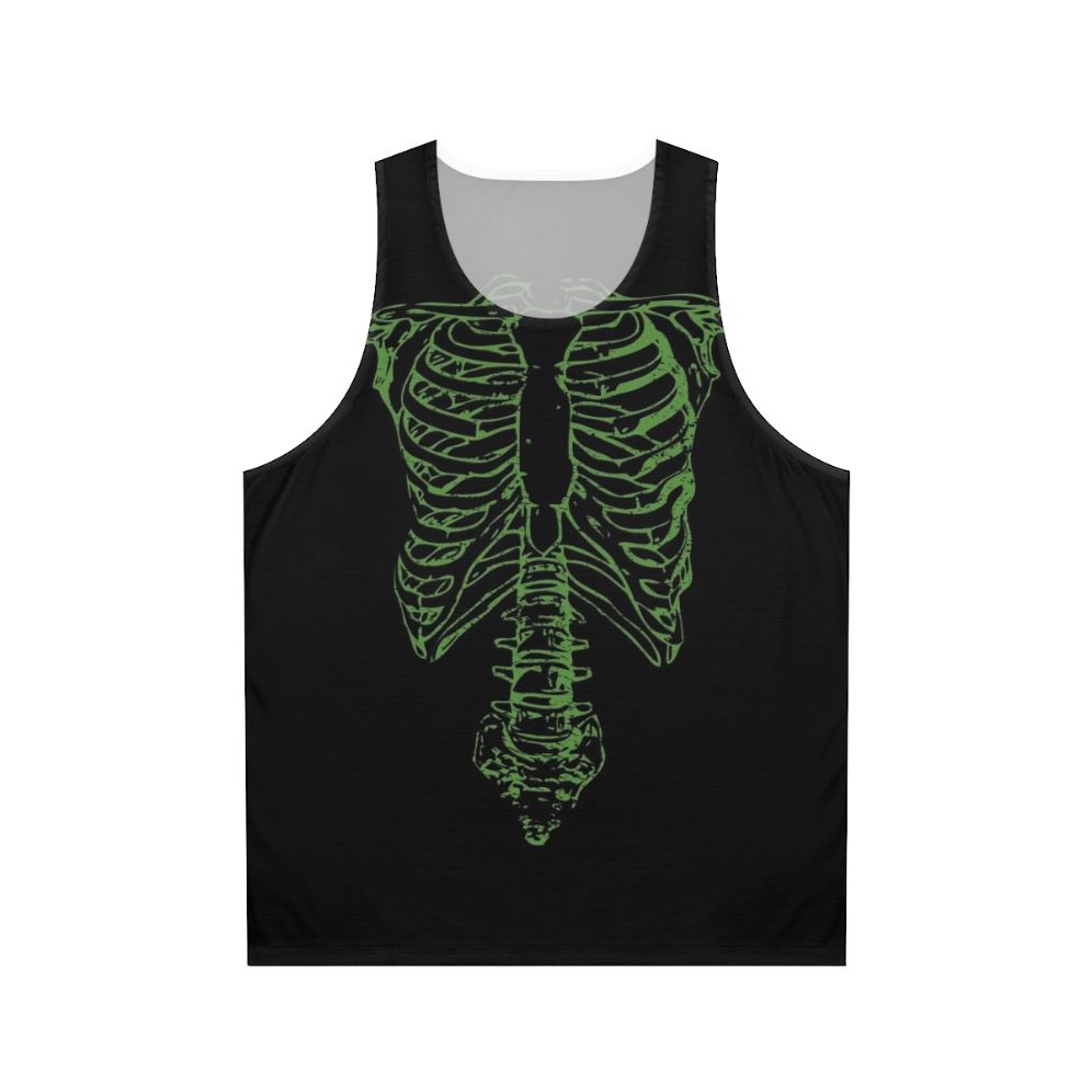 Unisex tank top with a heavy metal skeleton print