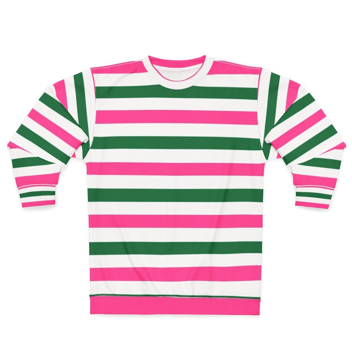 Deckchair Stripes Forest Green and Pink Sweatshirt