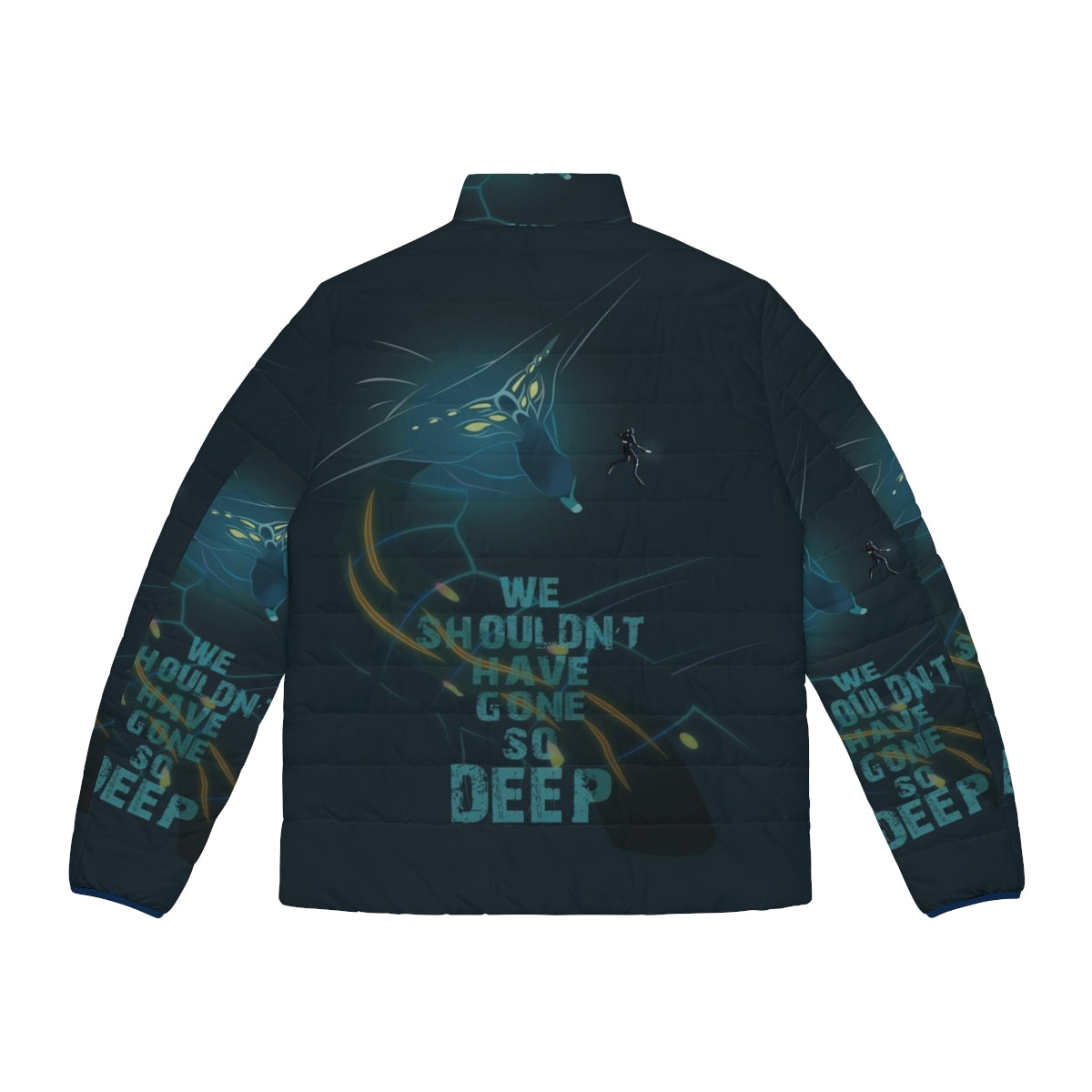 Degasi Regrets Subnautica Puffer Jacket featuring ocean alien monster - Back